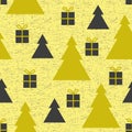 Vector seamless christmas pattern in grey and yellow