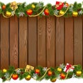 Vector Seamless Christmas Wooden Board Royalty Free Stock Photo