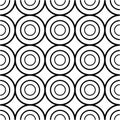 Vector seamless cirlce geometric pattern. Monochrome repeatable background. Simple black and white regular round texture