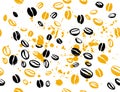 Vector seamless coffee backdrop design with hand drawn coffee beans isolated on white background. Royalty Free Stock Photo