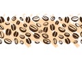 Vector seamless coffee backdrop design with hand drawn coffee beans isolated on white background. Royalty Free Stock Photo