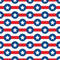 Vector seamless color pattern with simplified usa flag simbol. Stars and stripes symbolic textile ornament. Background