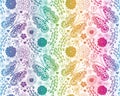 Vector seamless colorful floral valentines pattern with hearts and butterflies in doodle style