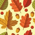 Vector seamless colorful pattern of autumn leaves fall down. Royalty Free Stock Photo