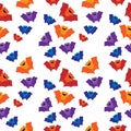 Cute red orange purple blue vampire bats halloween vector seamless pattern Royalty Free Stock Photo