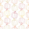 Vector seamless colorful pattern of lined autumn decorative abstract pumpkins