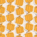 Vector seamless colorful pattern of lined autumn decorative abstract pumpkins