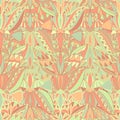 Vector seamless colorful pattern of ornamental abstract oval shapes in lines