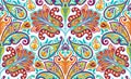 Vector seamless colorful pattern in paisley style. Vintage decorative background. Hand drawn ornament. Oriental bohemian