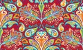 Vector seamless colorful pattern in paisley style. Vintage decorative background. Hand drawn ornament. Oriental bohemian