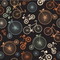 Vector seamless colorful retro vintage bicycle