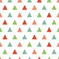 Vector Seamless colorful triangle pattern. Geometric abstract texture. Green, pink, blue and red triangles