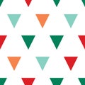 Vector Seamless colorful triangle pattern. Geometric abstract texture. Green, red, orange and blue triangles Royalty Free Stock Photo