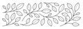 Vector Seamless Contour Floral Pattern on a white background. Monochrome floral elements, plant parts vector sketch