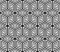 Vector seamless cube geometric pattern. Creative abstract illusion repeatable background. Simple black and white texture Royalty Free Stock Photo