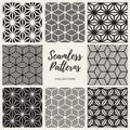 Vector Seamless Cube Shape Lines Geometric Pattern Collection Royalty Free Stock Photo