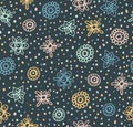 Vector seamless cute beautiful minimalistic graphical flower pattern. Indian paisley motifs.