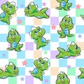 Vector seamless cute graphical cartoon dinosaur pattern. childhood design. Royalty Free Stock Photo