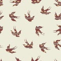 Vector seamless decorative ethnic pattern with swallows Royalty Free Stock Photo