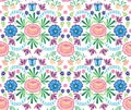 Vector seamless decorative floral embroidery pattern, ornament for textile decor. Bohemian handmade style background Royalty Free Stock Photo