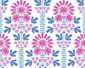 Vector seamless decorative floral embroidery pattern, ornament for textile decor. Bohemian handmade style background Royalty Free Stock Photo