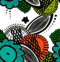 Vector seamless decorative floral pattern. Abstract drawn background. Summer texture. Royalty Free Stock Photo