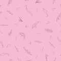 Vector seamless decorative pattern with fishing elements, doodle style, hand drawn design