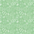 Vector seamless delicate pattern with decorative eggs. Easter holiday net green background for the site, printing on fabric, gift Royalty Free Stock Photo