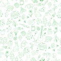 Vector seamless doodle camping pattern