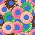 Vector seamless doughnut or donut pattern. Design for cards, menu, textile, fabric.