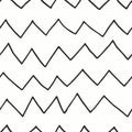Vector seamless drawing zigzag pattern. Simple black and white striped background. Fabric hand drawn endless print
