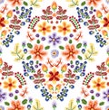 Vector seamless embroidery pattern, decorative textile ornament, pillow or bandana decor. Bohemian handmade style