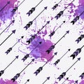 Vector seamless ethnic pattern with arrows and watercolor splash Royalty Free Stock Photo