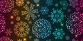 Vector seamless festive pattern with rainbow gradient balls and snowflakes