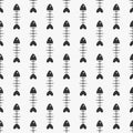 Vector seamless fish bones pattern. Creative funky repeatable background. Black and white design. Textile cartoon endless print