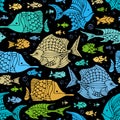 Vector seamless fish pattern.