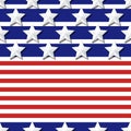 Vector seamless flag pattern with 3d stylized stars on blue and red stripes.