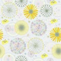Vector seamless floral abstract pattern with various dandelions. Royalty Free Stock Photo