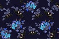 Vector seamless floral background with butterflies Swallowtail Butterfly pattern, close-up, black with red spots, blue and purple Royalty Free Stock Photo