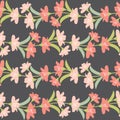 Vector Seamless Floral Border with Pastel Flowers. Pastel Flowers Seamless Pattern. Royalty Free Stock Photo