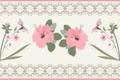 Vector seamless floral border pattern delicate pink flowers on a light pastel background, feminine motive fabric design, postcard Royalty Free Stock Photo