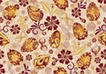 Vector seamless floral Easter pattern with hand painted eggs Royalty Free Stock Photo