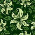 Vector Seamless floral grunge pattern with lillies Royalty Free Stock Photo