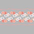 Vector seamless floral pattern decorative flowers, border, gray background, pastel color. For decorating books, greeting cards, Royalty Free Stock Photo