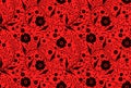 Vector Seamless floral pattern design hand drawn: Black poppies