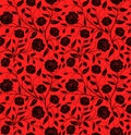 Vector Seamless floral pattern design hand drawn: Black roses wi