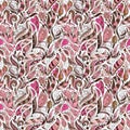 Vector seamless floral pattern in doodle style.