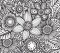 Vector seamless floral pattern with fancy flowers. Royalty Free Stock Photo