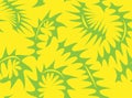 Vector floral pattern with green leaves on a yellow