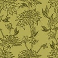 Vector seamless floral pattern with herbarium